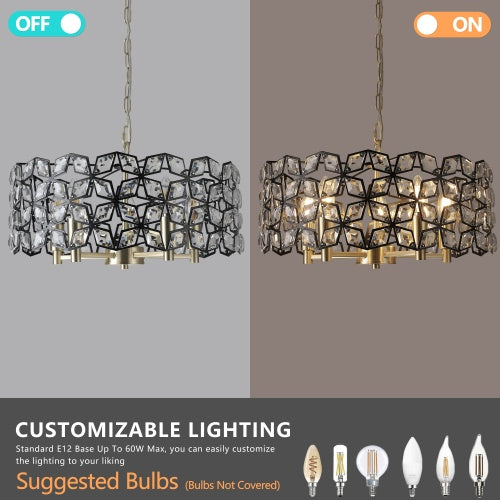 Modern Crystal Chandelier, Round Crystal Lamp Hanging Luxury Home Decoration Lighting