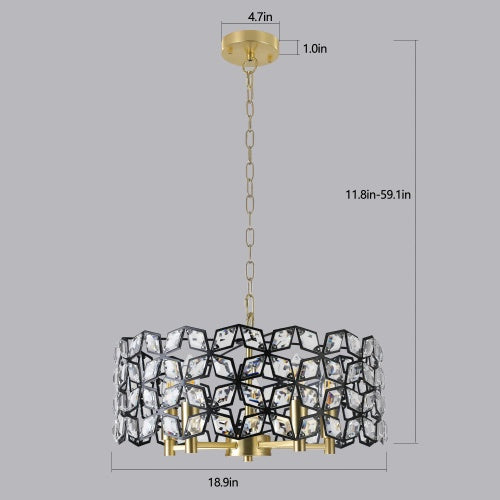 Modern Crystal Chandelier, Round Crystal Lamp Hanging Luxury Home Decoration Lighting